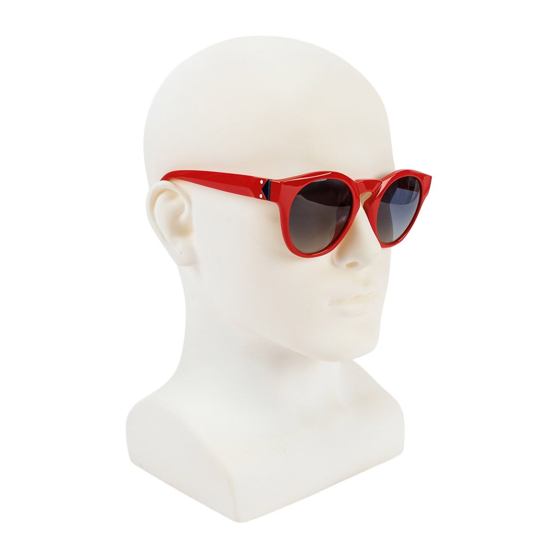 Emporio Armani Cat Eye Sunglasses: Red cat eye sunglasses with black and white geometric shapes at the temples. Good condition.