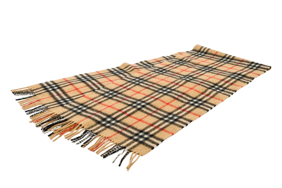 Vintage Burberrys of London Cashmere Scarf: Vintage Burberrys of London signature check pattern scarf, made in England of 100% cashmere.