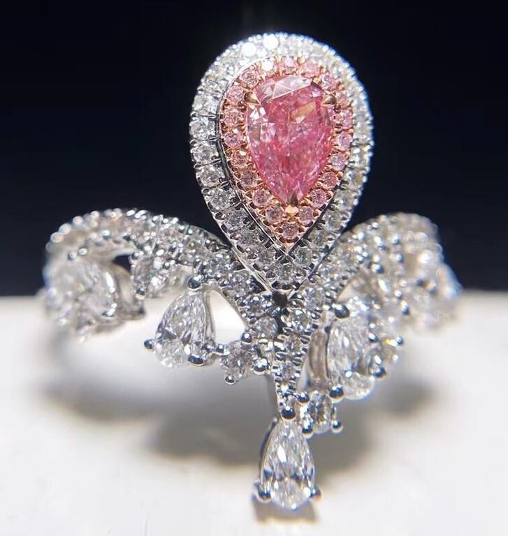 0.35ct Natural Pink Diamond Ring 18K Gold (1 of 3)