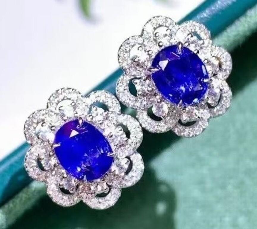 2.4ct Natural Sapphire Earrings in 18k Yellow Gold (1 of 4)