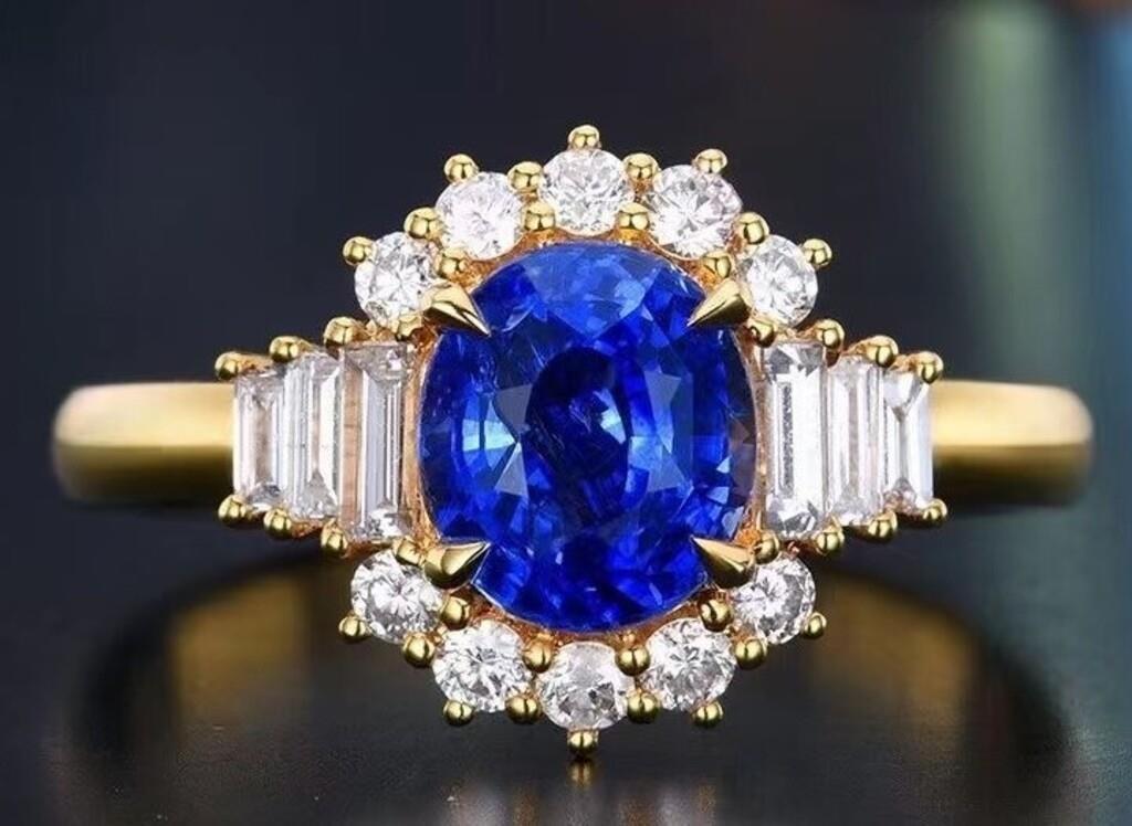 2ct Sri Lankan Cornflower Sapphire Ring 18k Gold (1 of 3)