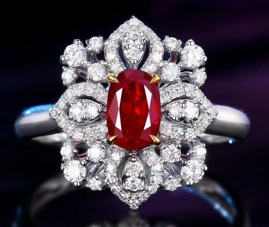 1ct Mozambique Pigeon Blood Ruby Ring 18K Gold (1 of 2)