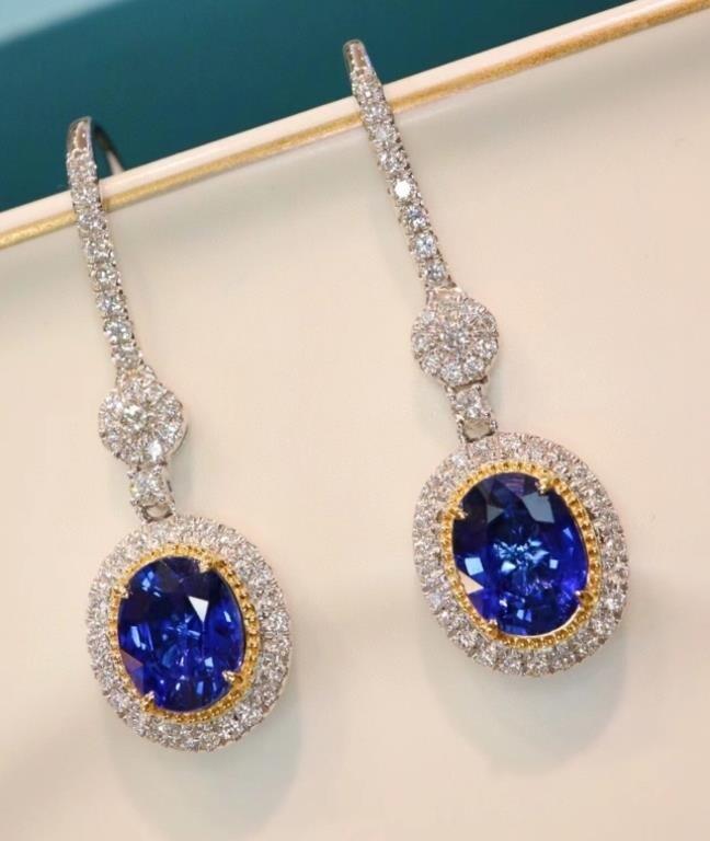 2.8ct Royal Blue Sapphire 18K Gold Earrings (1 of 3)