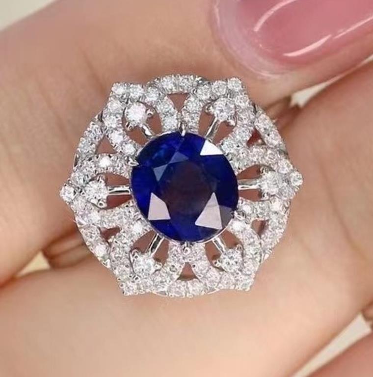 2ct Royal Blue Sapphire 18K Gold Ring (1 of 2)