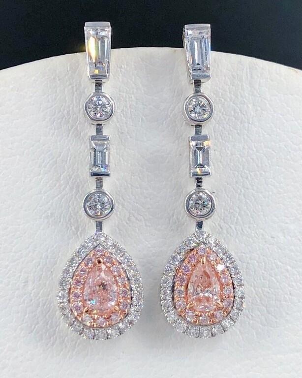Natural Pink Diamond 18K Gold Earrings (1 of 1)