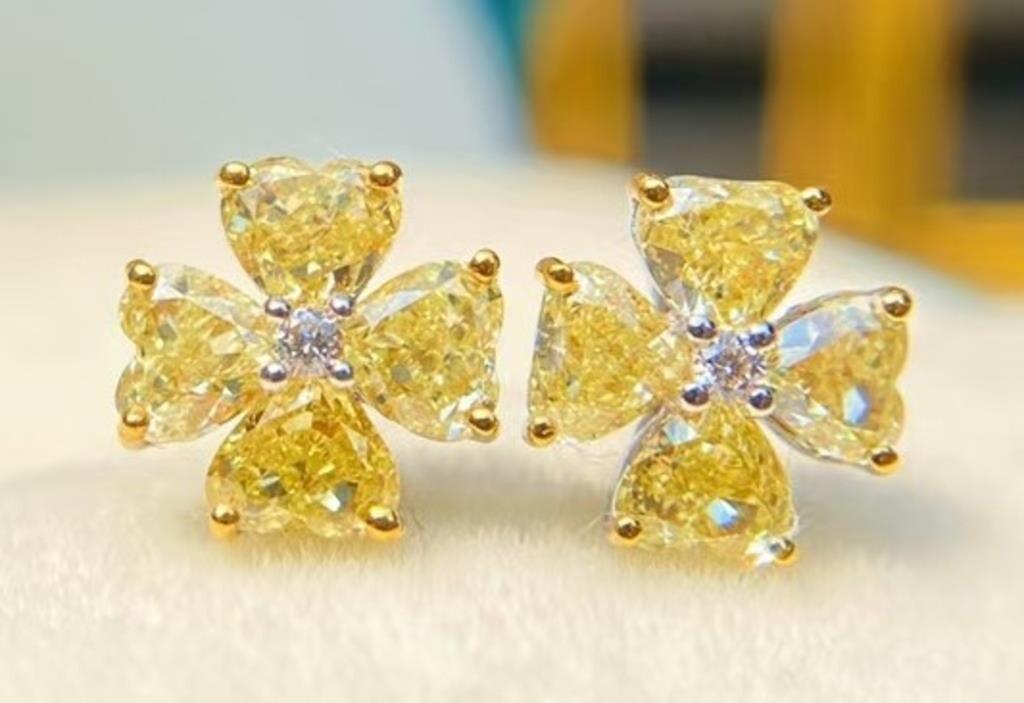Natural Yellow Diamond 18K Gold Earrings (1 of 3)