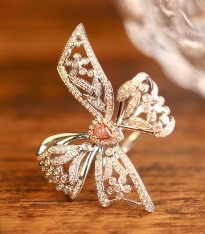 18K Gold Natural Pink Diamond Ring (1 of 4)