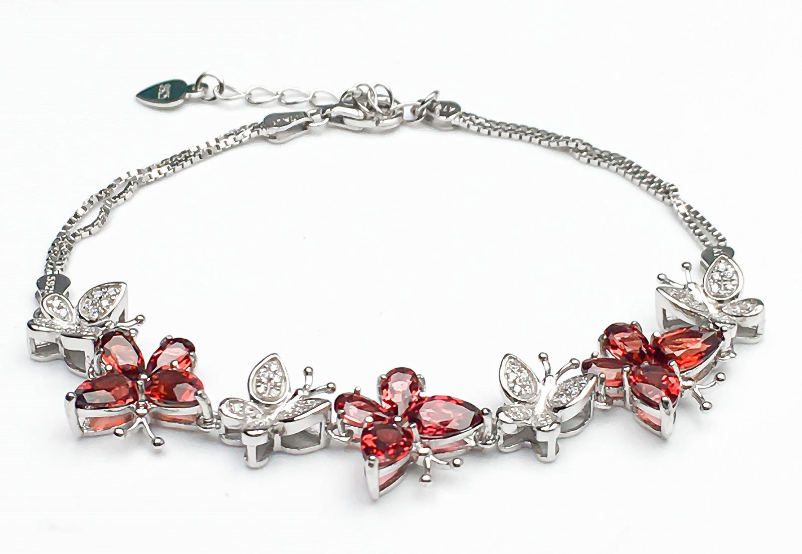 Natural Garnet Bracelet 925 Silver (1 of 5)