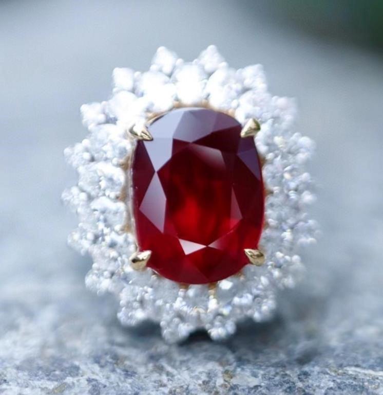3.9ct Pigeon Blood Ruby 18Kt Gold Ring (1 of 2)