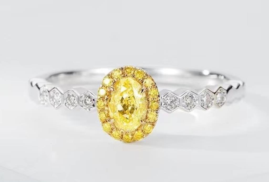 Natural Yellow Diamond Ring 18K Gold (1 of 2)