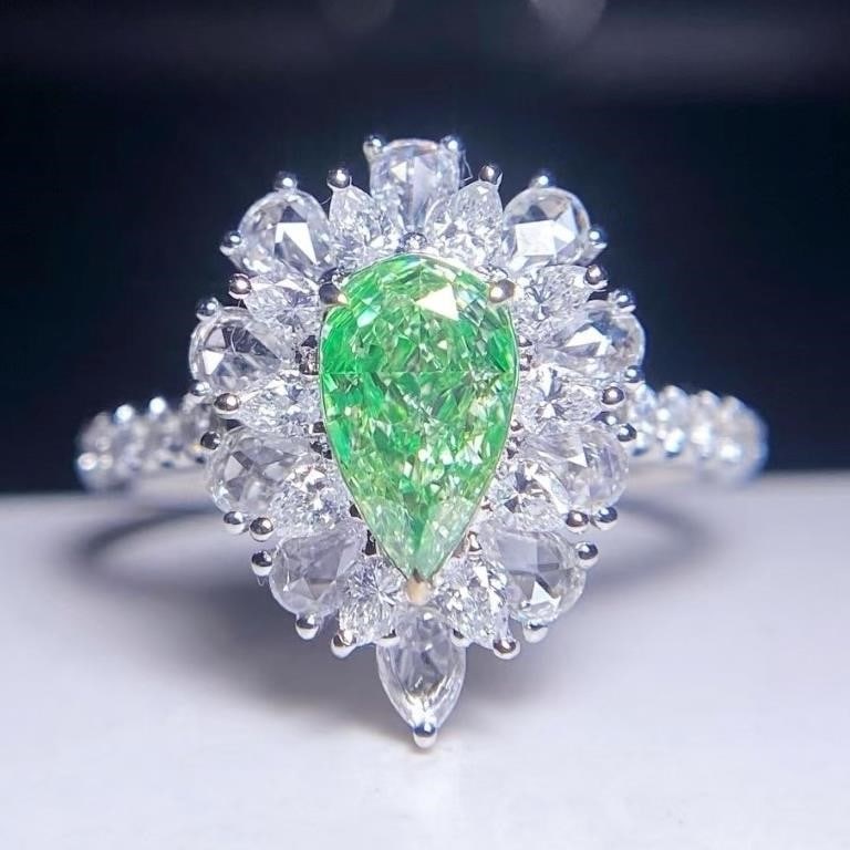 Natural Green Diamond 18Kt Gold Ring (1 of 3)