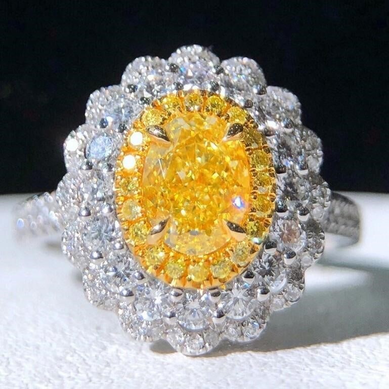 1ct Natural Yellow Diamond 18K Gold Ring (1 of 4)