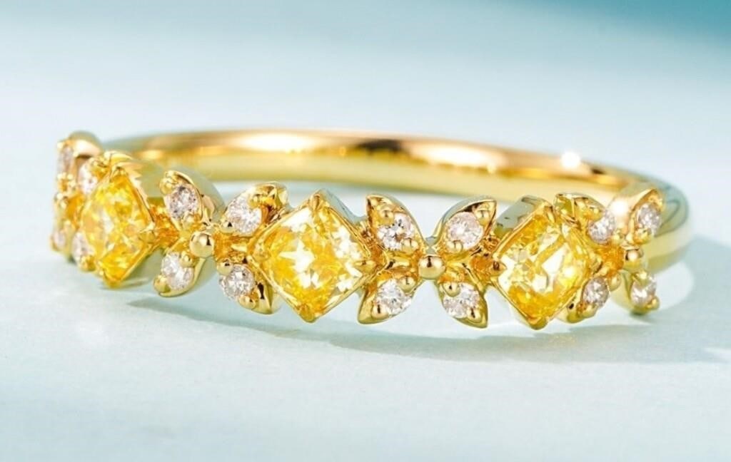 18Kt Gold Natural Yellow Diamond Ring (1 of 2)