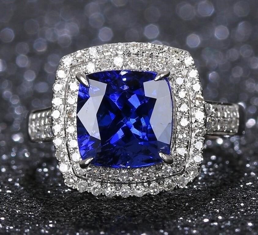 3.4ct Natural Tanzanite 18Kt Gold Ring (1 of 3)