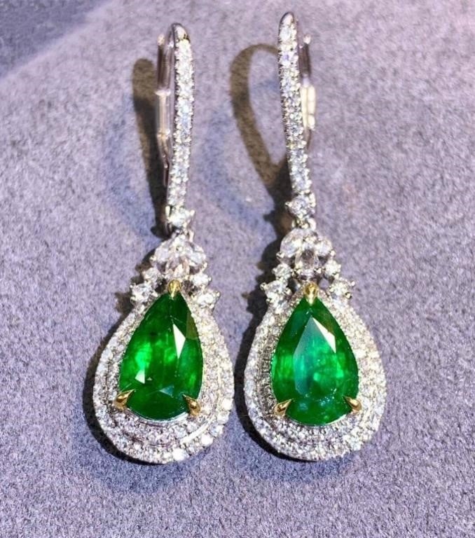 2.75cts Natural Emerald 18K Gold Earrings (1 of 4)