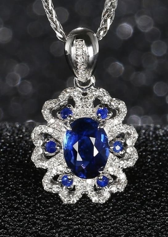 1.2ct Royal Blue Sapphire 18Kt Gold Pendant (1 of 3)