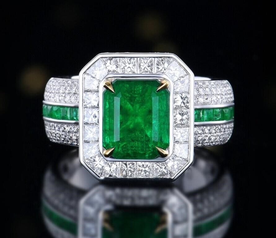 2.9ct Zambian Emerald 18Kt Gold Ring (1 of 4)