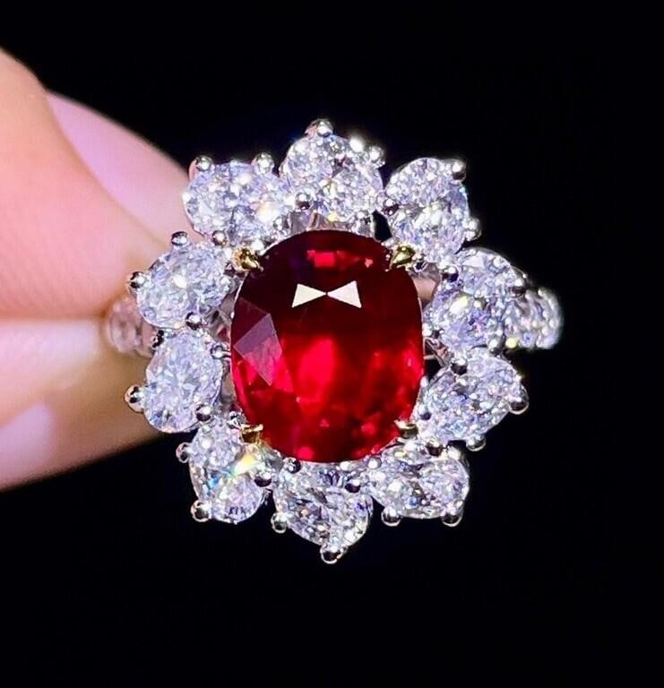 3.6ct Pigeon Blood Ruby 18Kt Gold Ring (1 of 1)