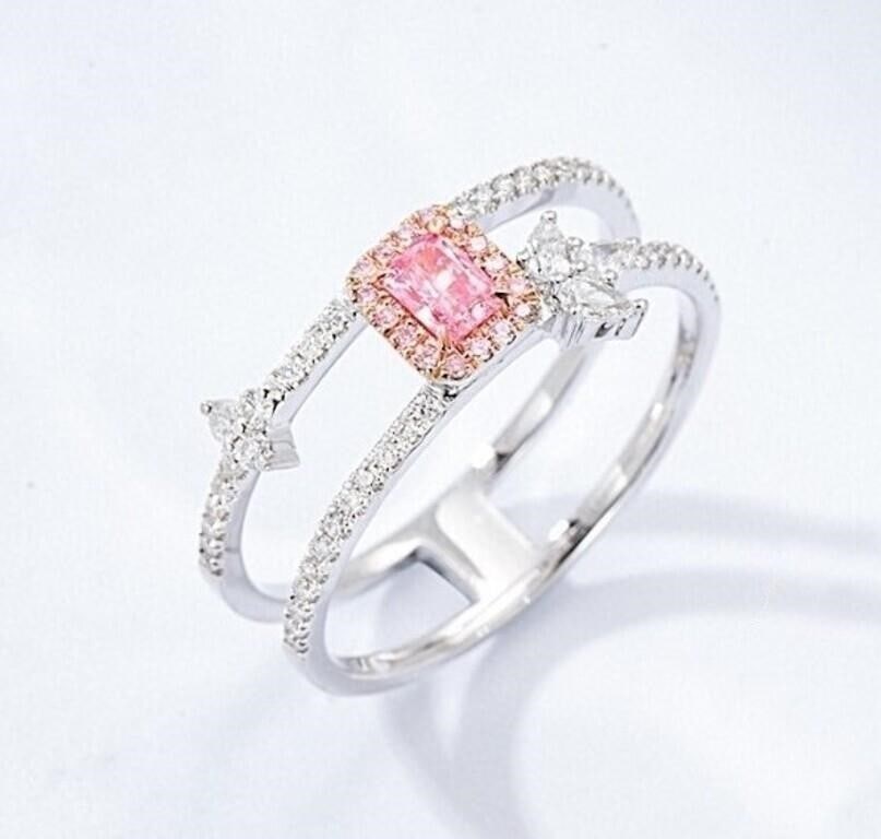 Natural Pink Diamond 18Kt Gold Ring (1 of 2)