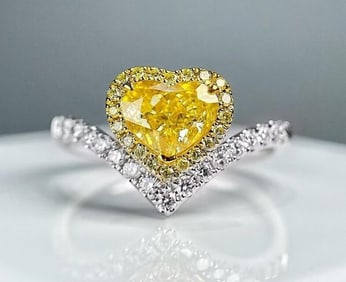 1ct Natural Yellow Diamond 18Kt Gold Ring