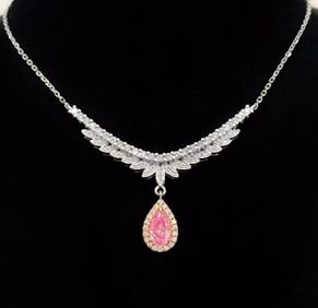 Natural Pink Diamond 18Kt Gold Necklace