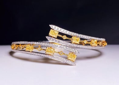 2cts Natural Yellow Diamond 18Kt Gold Bangle