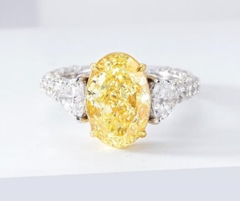5ct Natural Yellow Diamond 18Kt Gold Ring
