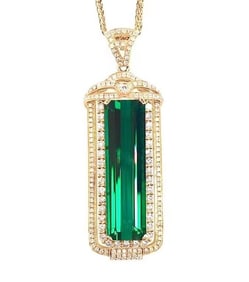 11.7ct Natural Tourmaline 18Kt Gold Pendant