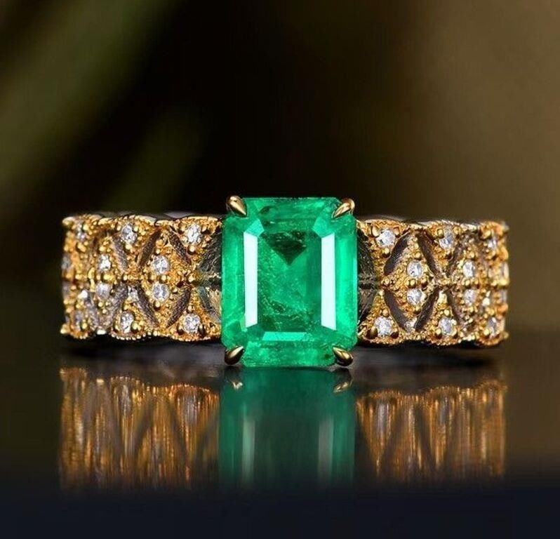 1.5ct natural Colombian emerald ring 18K gold (1 of 1)