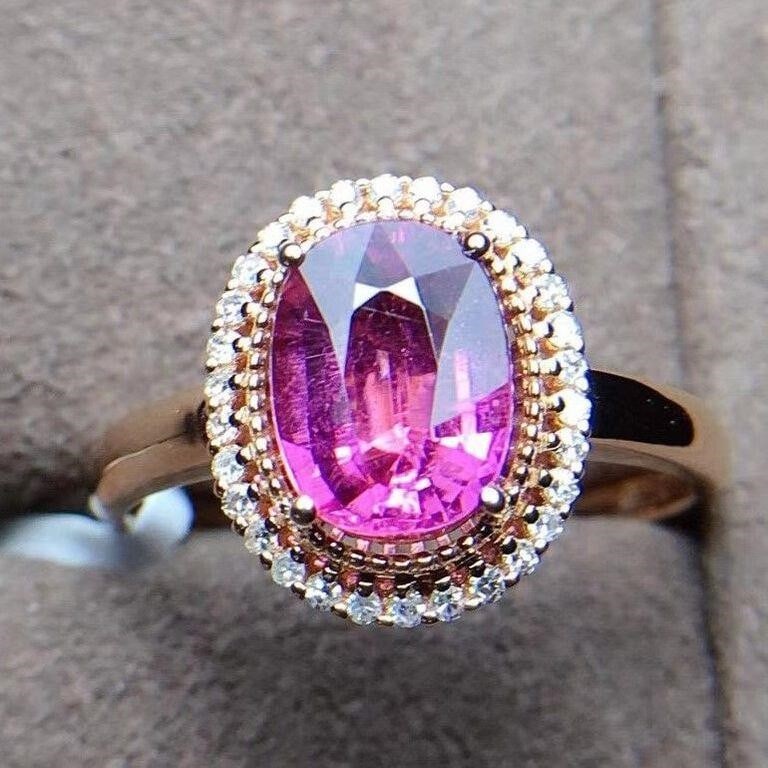 2ct natural pink tourmaline ring in 18k gold (1 of 3)