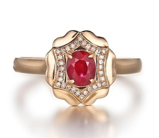 0.55ct Natural Ruby 18Kt Gold Ring