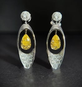 Natural Yellow Diamond 18Kt Gold Earrings