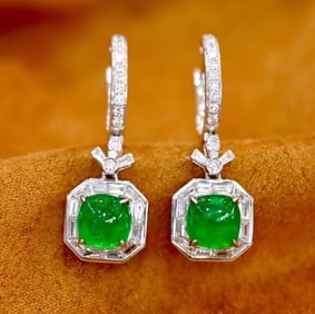 2.4cts Natural Emerald 18Kt Gold Earrings
