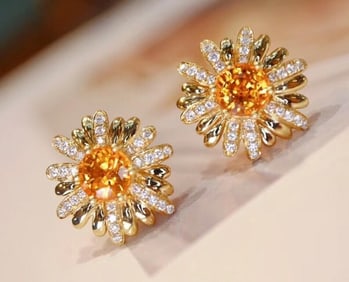 2.4cts Fanta Spessartite 18Kt Gold Earrings