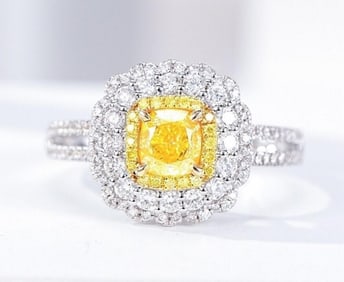 0.6ct Natural Yellow Diamond 18Kt Gold Ring