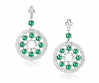 1.46ct Natural Emerald 18Kt Gold Earrings