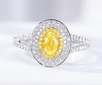 0.5ct Natural Yellow Diamond 18Kt Gold Ring
