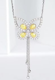 0.67ct Natural Yellow Diamond Necklace 18K Gold