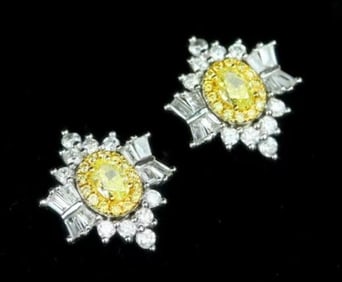 0.5ct Yellow Diamond Drop Earrings 18K Gold