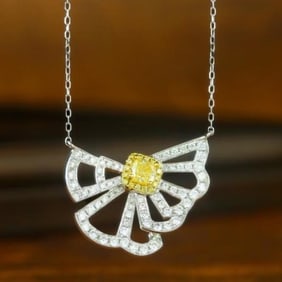Natural Yellow Diamond Necklace 18K Gold