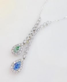 Natural Colored Diamond Necklace 18K Gold