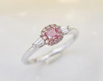 Natural Pink Diamond Ring 18K Gold