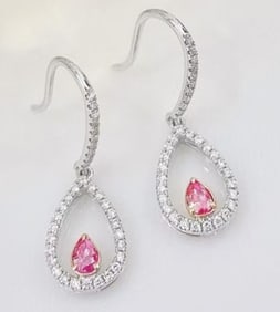 18K Gold Natural Pink Diamond Earrings