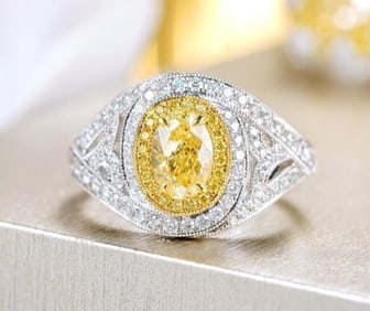 1ct Natural Yellow Diamond 18Kt Gold Ring