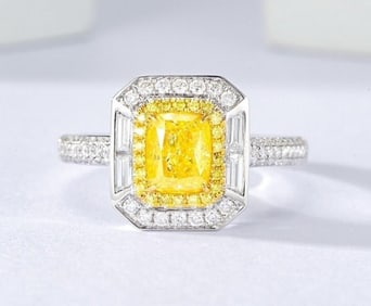 1ct Natural Yellow Diamond 18Kt Gold Ring