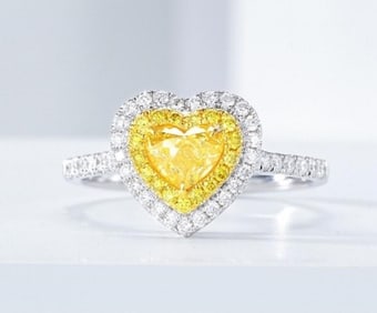 0.5ct Natural Yellow Diamond 18Kt Gold Ring