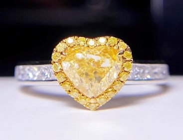 1ct Natural Yellow Diamond 18Kt Gold Ring