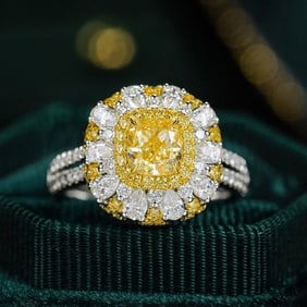 1ct Natural Yellow Diamond 18Kt Gold Ring