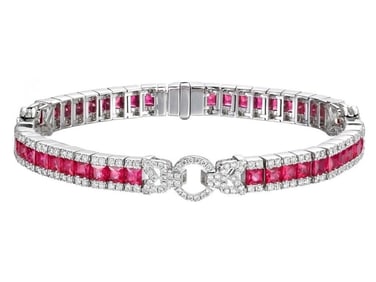 6ct Natural Ruby 18Kt Gold Bracelet