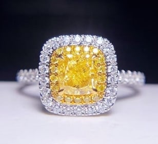 1ct Natural Yellow Diamond 18Kt Gold Ring